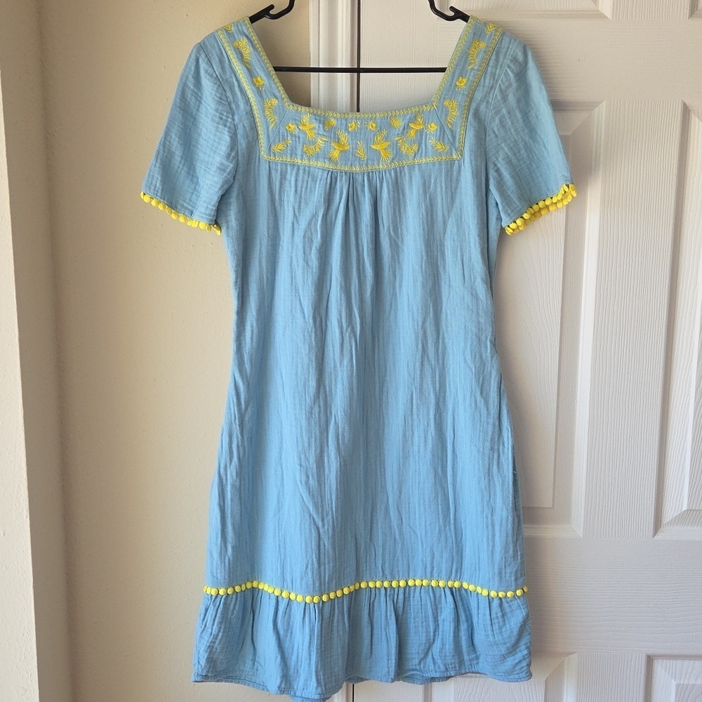 BODEN Mini Dress Size 2 Bernadette Embroidered Light Blue $119 - Picture 5 of 11